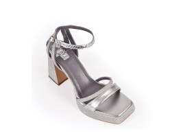 Heels: Glitter Strap - Silver