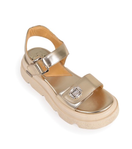 Wedges : Crystal Sandal - Gold
