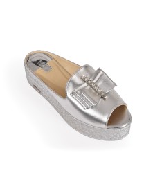Wedges : Crystal Bow - Silver