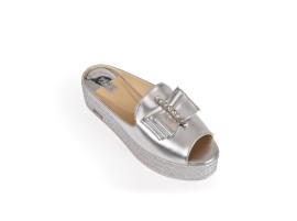 Wedges : Crystal Bow - Silver