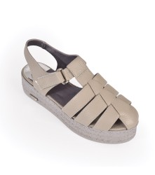 Wedges : Gladiator Sandals - Greige