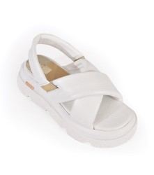 Wedges : Cross Sandal - White
