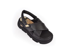 Wedges : Cross Sandal - Black