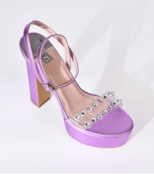 Heels: Chunky Open Toe - Purple