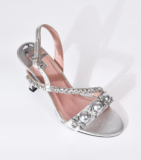 Cone Heels: Stone Studs - Silver